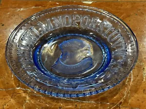 VINTAGE CLAY'S CRYSTAL WORKS BLUE ALPHABET FROSTED GIRL CHILD'S  8" PLATE EUC - Picture 1 of 7