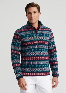 POLO RALPH LAUREN Men's SZ M Fair Isle Golf Flag 1/2 Zip Fleece Pullover - Picture 1 of 4