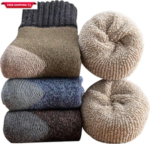 3Pack Mens Super Thick Wool Warm Socks - Soft Comfort Casual Crew Winter Socks - Picture 1 of 9
