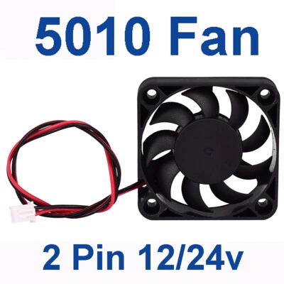 5010 Fan 5cm 50mm X 50mm Mini Square Brushless Cooling Fan 12v 24v Dc 2 Pin DIY - Image 1 of 4