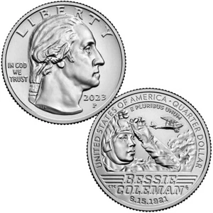 2023-P Bessie Coleman Washington  Quarter With IN  COD We Trust - Picture 1 of 1