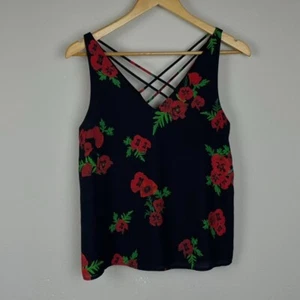 Express Floral Sleeveless Top – Size XS – Black & Red – Y2K Soft Girl Bloomcore - Picture 1 of 6