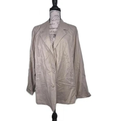 Blazer Merona de lino caqui para mujer 24W Foto 1 de 4