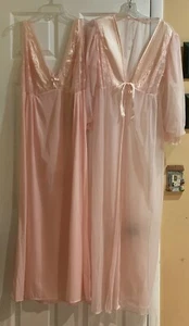 VTG Dara-Jane Peignoir Nightgown Robe Set Pink Chiffon Lace Bridal 2 Pc Medium - Picture 1 of 24