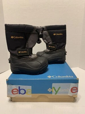COLUMBIA TODDLER  Powderbug Plus II Black & Yellow Snow Boots Sz 6 NEW - Image 1 of 4