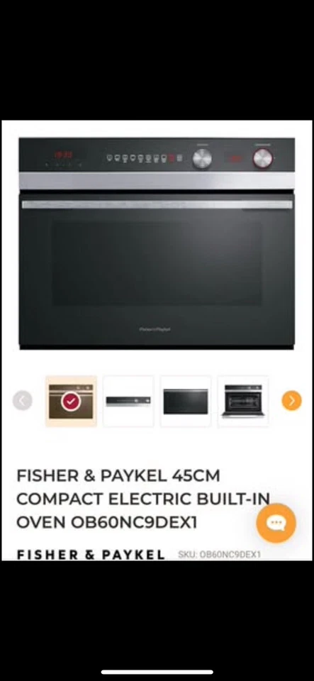 Fisher & Paykel 45cm compact electric built-in oven - image 1 of 4