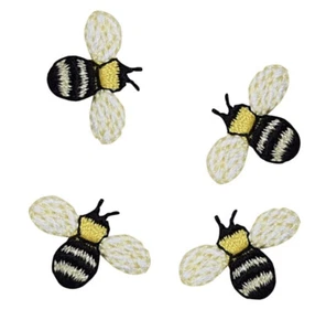 #5171B Lot 4Pcs Bee Hornet Jacket Bumblebees Embroidery Iron On Applique Patch - Picture 1 of 2