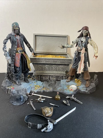 Pirates Of The Caribbean Cursed Figure Set Barbossa Sparrow NECA Loose COMPLETE Cover