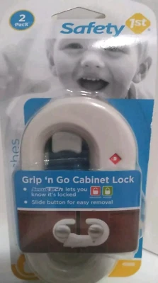 Child Baby Safety 1st Grip n Go Cabinet Lock Fits Knobs  -2 Pack - image 1 of 4