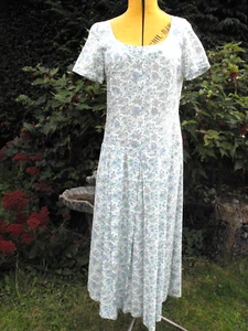 Vintage Liberty Blue & White Floral Dress UK 10 - Picture 1 of 5