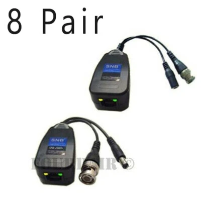 16pcs 8 Pair CCTV Coax BNC Video & Power Balun Transceiver to CAT5e 6 TVI DVR - Image 1 of 2