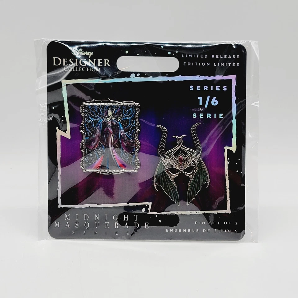 Disney MALEFICENT Midnight Masquerade 2 Pin Set 1/6 Designer Collection