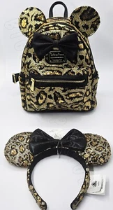 Disney Parks Loungefly Animal Cheetah Leopard Sequin Mini Backpack Matching Ears - Picture 1 of 1