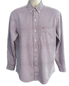 Izod Men's Shirt Long Sleeve Plaid Red Blue White Size Medium - Picture 1 of 3