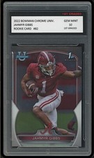 Jahmyr Gibbs 2022 Bowman Chrome University 1st Graded 10 NFL Rookie Card #82