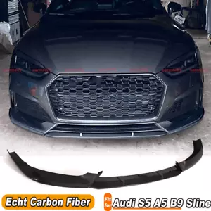 Se adapta a Audi S5 A5 B9 Sline 17-19 carbono labio delantero alerón alerón delantero - Imagen 1 de 11
