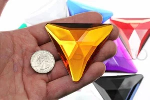 68mm Orange Hyacinth H125 Huge Self Adhesive Triangle Jewels - 1 Piece - Picture 1 of 4