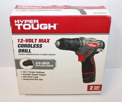 Hyper Tough 12V Max Lithium-Ion Cordless 3/8" Drill Driver Battery Chr AO1088329 - Image 1 of 4