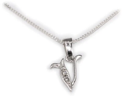 Ciondolo Charm Lettera V Zirconia 13 MM Argento 925 Incl. Gourmette - Immagine 1 di 3