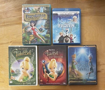 Disney’s Tinker Bell, TB Lost Treasure, TB Secret Wings, Frozen &Fern Gully DVDs - image 1 of 2