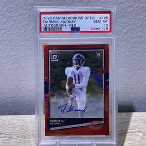 2020 Donruss Optic Football Red Prizm #125 Darnell Mooney RC Auto /50 PSA 10 GEM - Picture 1 of 2