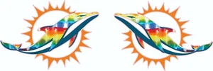 Miami Dolphins Tie Dye Full Size Football Helmet Decals - Picture 1 of 2