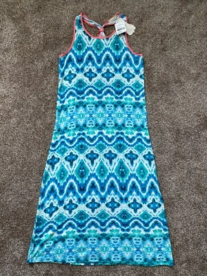 Nuevo con etiquetas Maxi Vestido Nordstrom Soprano Niñas Azul Estampado Geométrico Extra Grande Foto 1 de 4