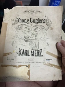 Mid-1800s 11x14 Military Sheet Music (Civil War?) YOUNG BUGLERS GALLOP - Picture 1 of 2