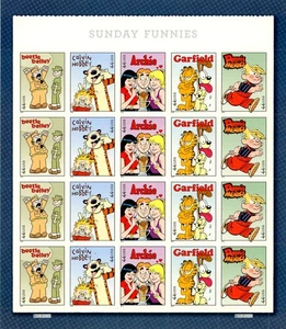 2009 Sunday Funnies 44 cents Twenty Stamps Self-adhesive Stamps Brand New Sheet - Picture 1 of 2