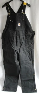 Carhartt Mens XLT Loose Fit Firm Duck Insulated Bib Overall Black Work 104393 - Picture 1 of 11