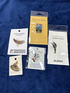 Lotto di spille dell'Alaska NOS Eagle Glacier Bay Whales Stretto ghiacciato Angeli dell'Alaska - Foto 1 di 8