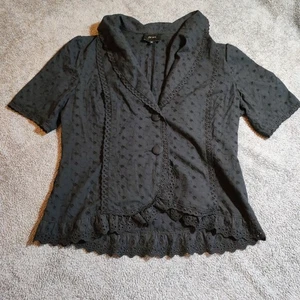 Per Una Jacke Damen UK 12 viktorianischer Stil schwarz Broiderie Anglaise Whimsigoth - Bild 1 von 16