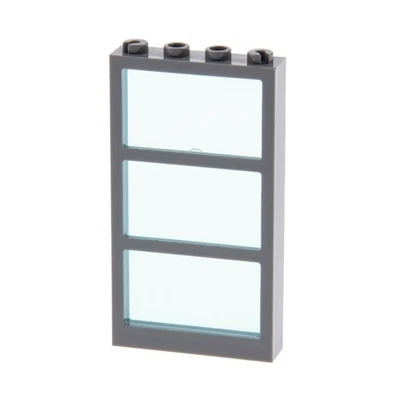 1x Lego Fenster Rahmen 1x4x6 neu-dunkel grau Scheibe hell blau Punkt 57895 57894 - Bild 1 von 2
