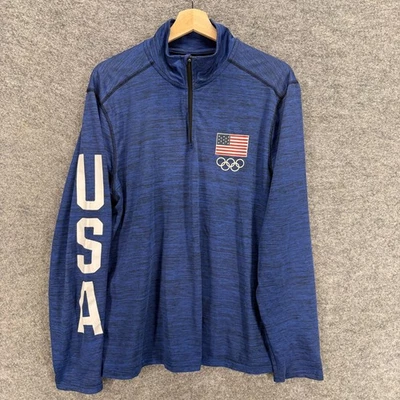 Team Apparel Activewear Track Jacket Men L Large Blue Long Sleeve 1/4 Zip - Image 1 of 4