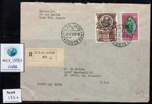 WC1_15553. VATIKAN. FDC nach USA w. 1953 LOMBARDI Briefmarke. Sc. 173+ - Bild 1 von 1