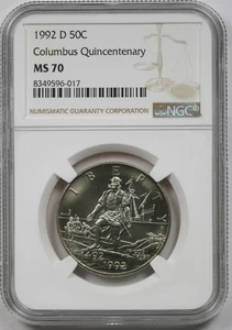 1992-D Columbus 50C NGC MS 70 Modern Commemorative Half Dollar - Picture 1 of 4