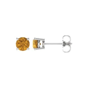 5mm Round Citrine Stud Earrings in 14k White Gold - Picture 1 of 3