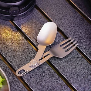Titanium Rotating Spork Cutlery Titanium Camping Spork for Hiking BBQ Travel - Picture 1 of 6