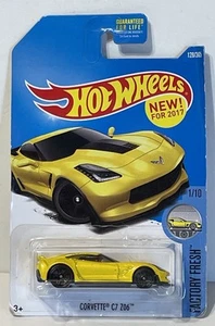 New 2017 Hot Wheels Corvette C7 Z06 Factory Fresh 1/10 Yellow Car 128/365 - Picture 1 of 5