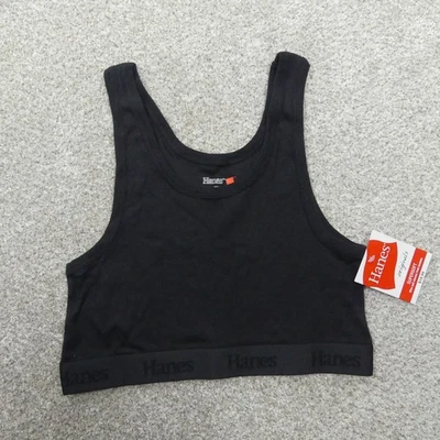 Hanes Bra Womens Large Black Crop Top Bralette Ribbed Pullover Soft Originals - Image 1 of 4