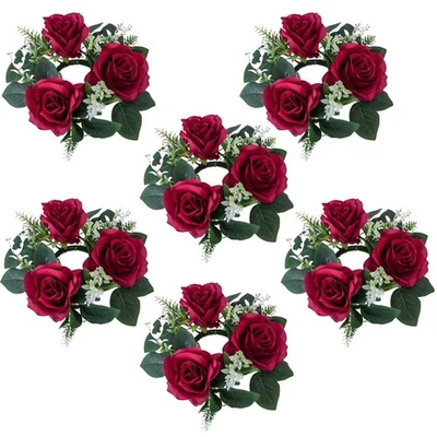 6 Piezas Anillo Vela Coronas Rosa Floral Flor Anillo Coronas Pilar Candelabro... Foto 1 de 4