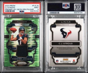 CJ Stroud 2023 Panini Prizm #PJ-CJS Premier Jersey Neon Green Prizm Rookie PSA 9 - Picture 1 of 3