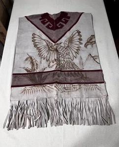 Native American Suede Thunderbird Poncho Unisex One Size Fits All - Picture 1 of 9