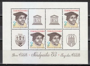 Checoslovaquia MNH 1983 Mi Block 56 Sc 2446a Martín Lutero. Nordposta ’83 ** - Imagen 1 de 2