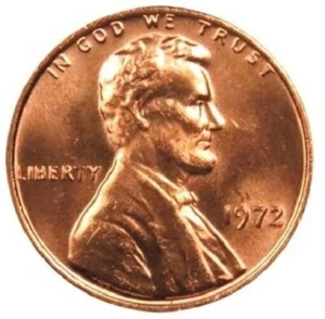 ✅ 1972 P Lincoln Memorial Penny BU 1c BRILLIANT UNCIRCULATED From OBW Roll - Picture 1 of 3