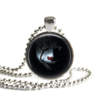 Pennywise in the Dark 1 Inch Silver Plated Pendant Necklace Handmade - Picture 1 of 5