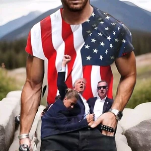 Donald Trump Assassination Attempt USA Flagge T-Shirt Herren 2XL - Bild 1 von 7