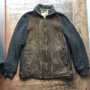 vintage 1950's McGregor Quilon SUEDE & KNIT Jacket TALON Full Zip Mens 40 or 42 - Picture 1 of 24