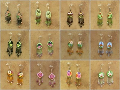 LOTE AL POR MAYOR Pendientes Flores Artesanales - Joyería Peruana - Cuelga - DZ A Foto 1 de 4