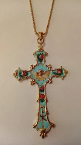 Bronze Decorative Cupid Cross Necklace - Picture 1 of 22